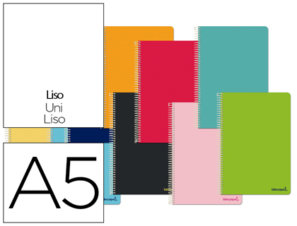 Cuaderno espiral Liderpapel Smart 4º tapa blanda 80h 60g liso colores surtidos